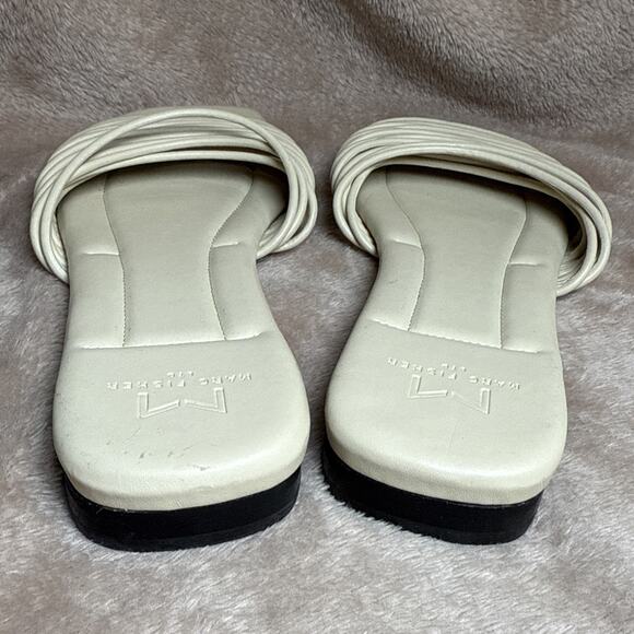 Marc Fisher Ltd Women's 7M Maddie Ivory Slip On Leather Sandals Summer Spring - Picture 4 of 8